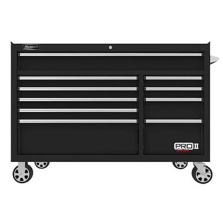 Homak 54in Pro 2 10-Drawer Roller Cabinet - Black BK04054210